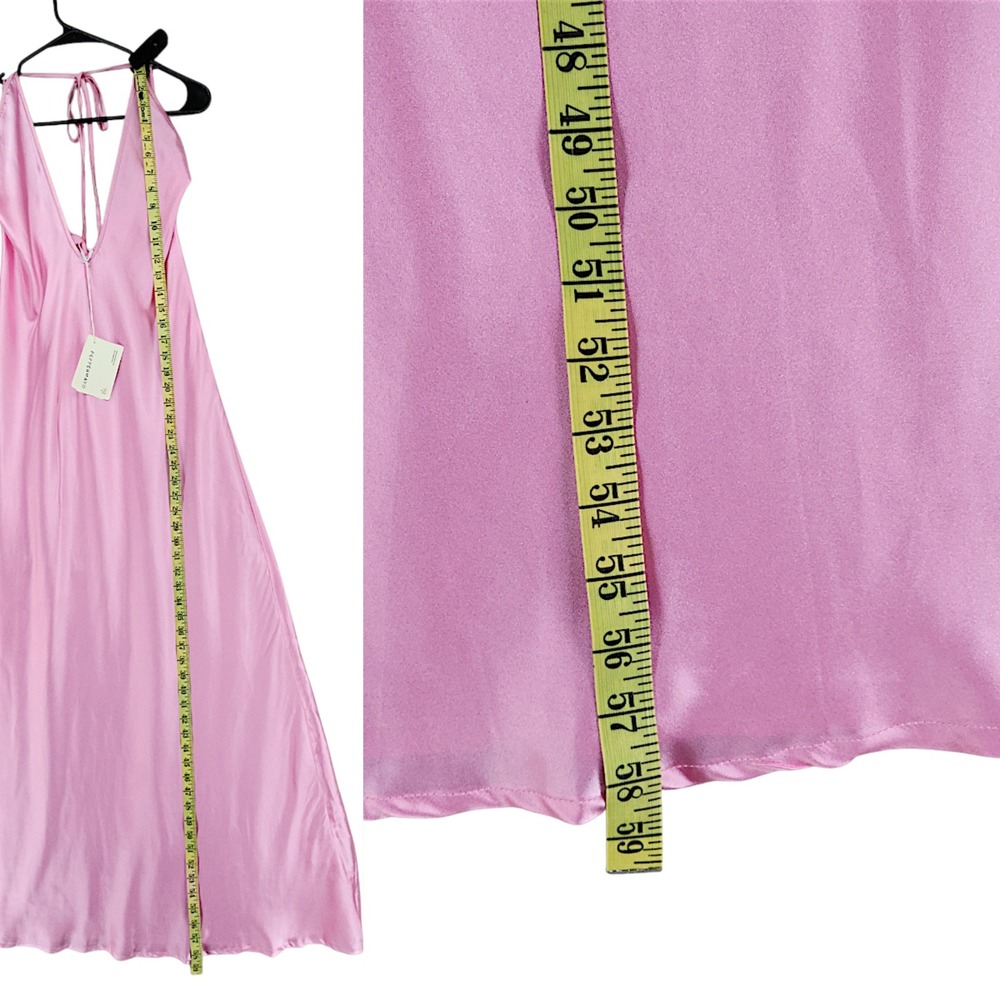 Peppermayo Maxi Slip Dress 8 Noir Symphony Pink Halter Satin Backless Formal NEW - Picture 11 of 13